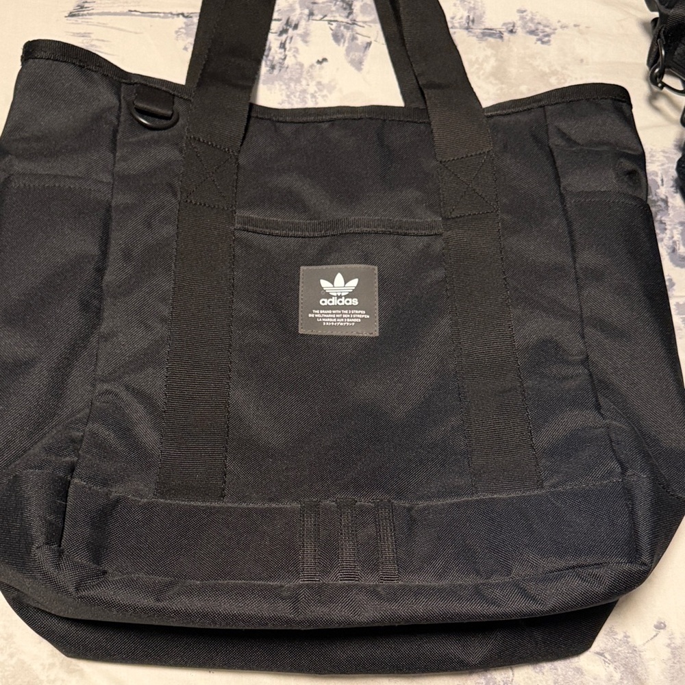 Adidas Black zipper top tote